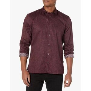 John Varvatos Men's Ross Burgundy Red Button Down Shirt Sz M
